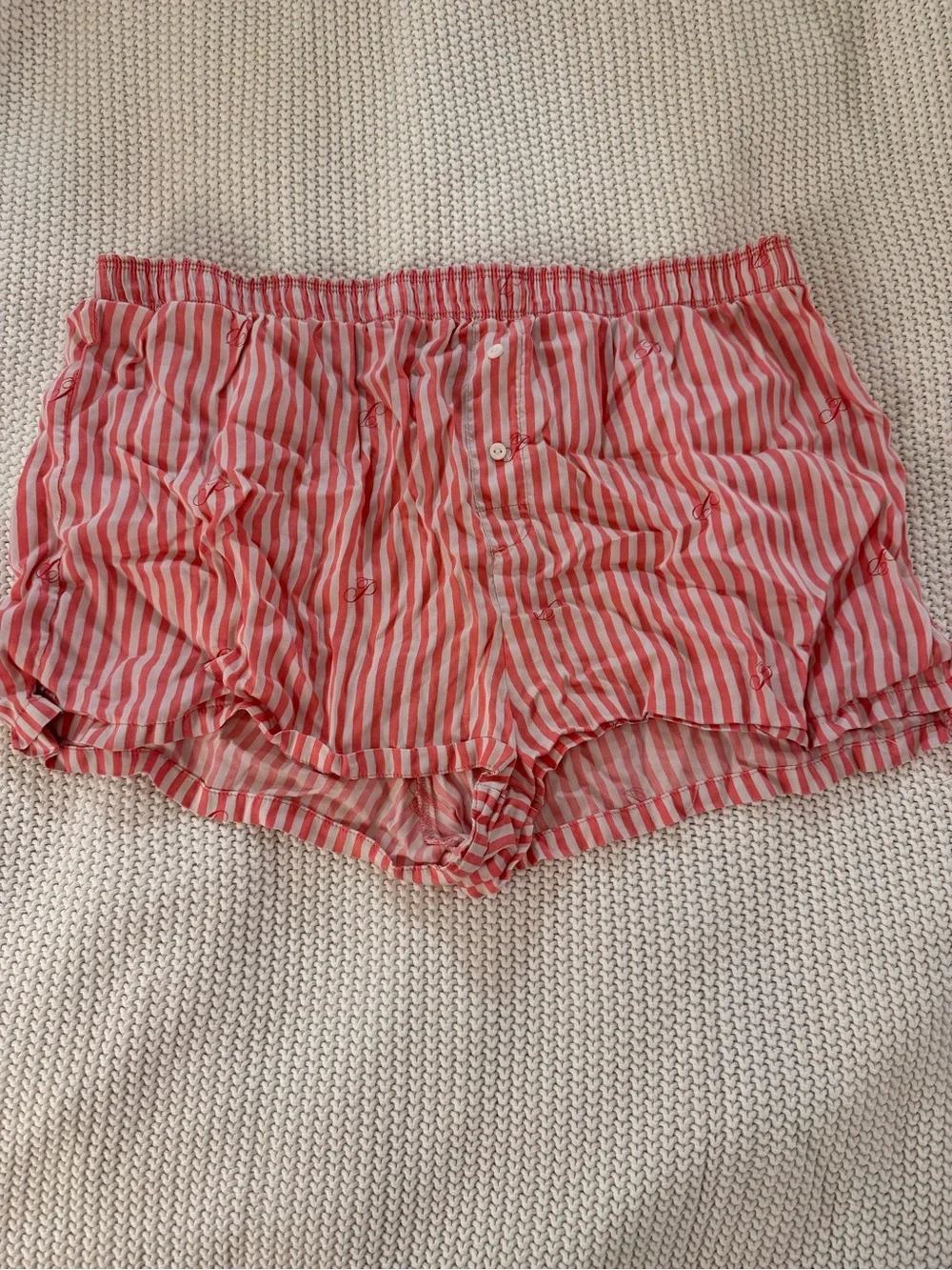 PINK Victoria's Secret Pink & White Striped Sleep Shorts